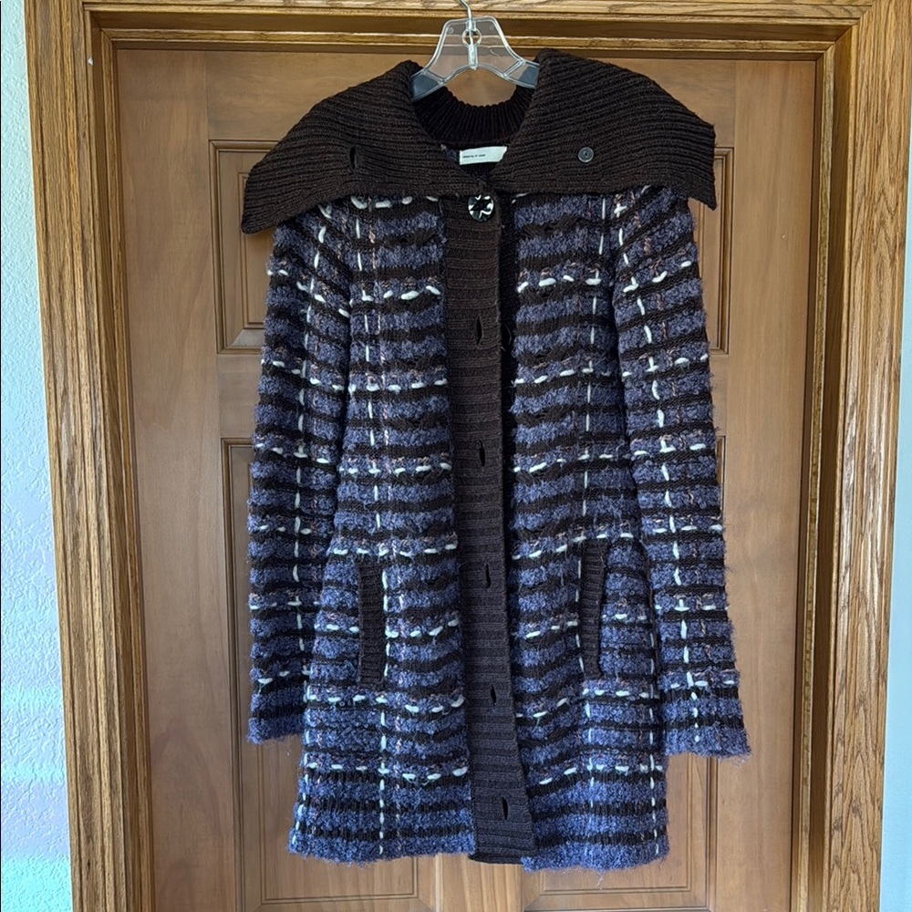 Anthropologie purple Chunky Knit Cardigan with Button Details